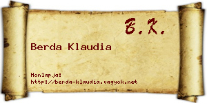 Berda Klaudia névjegykártya